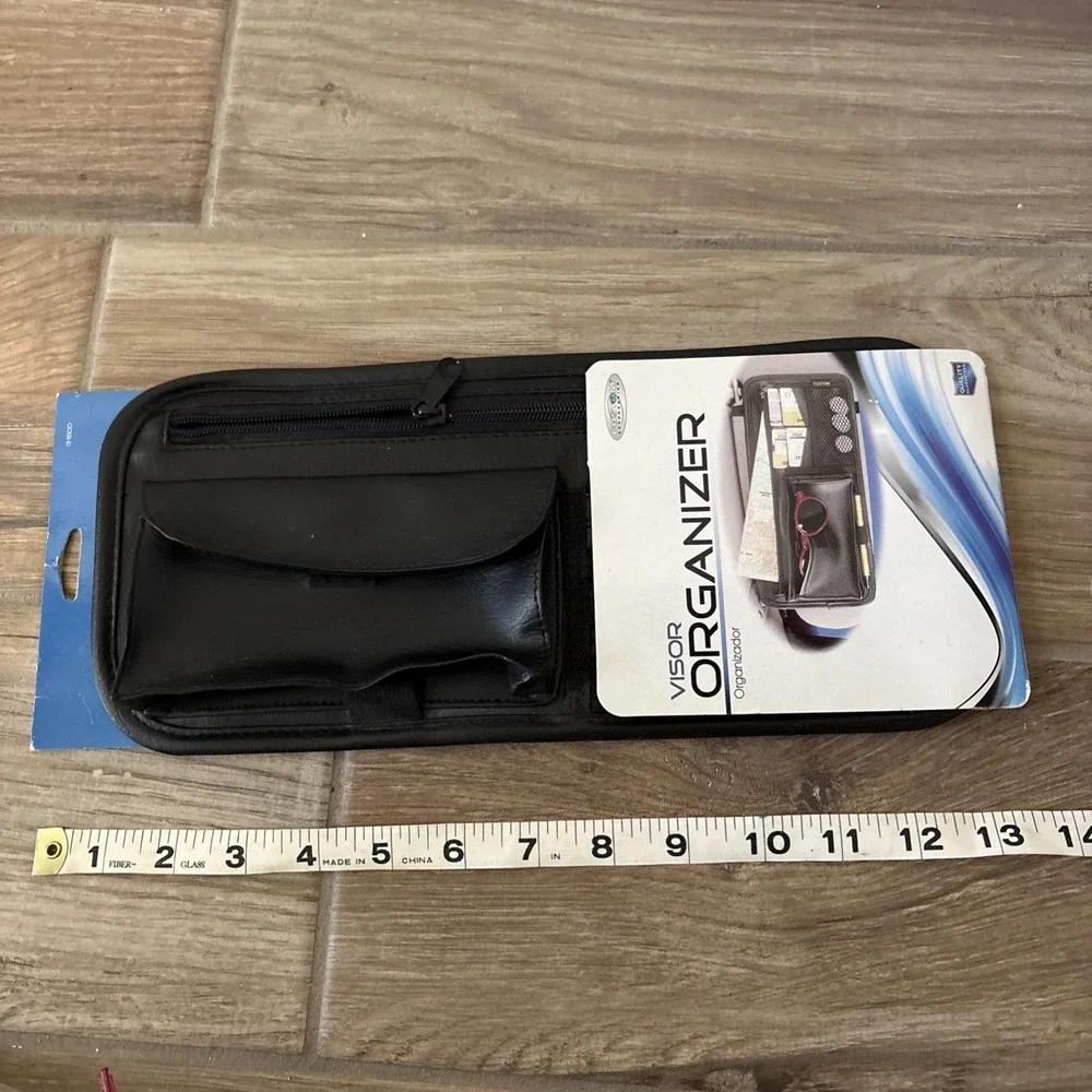 Visor-Organizer Storage 3 Pouches, Sticky Pad, Doc Holder Plus-Black NEW In Box
